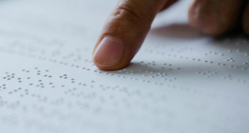 Reading with the help of Braille language