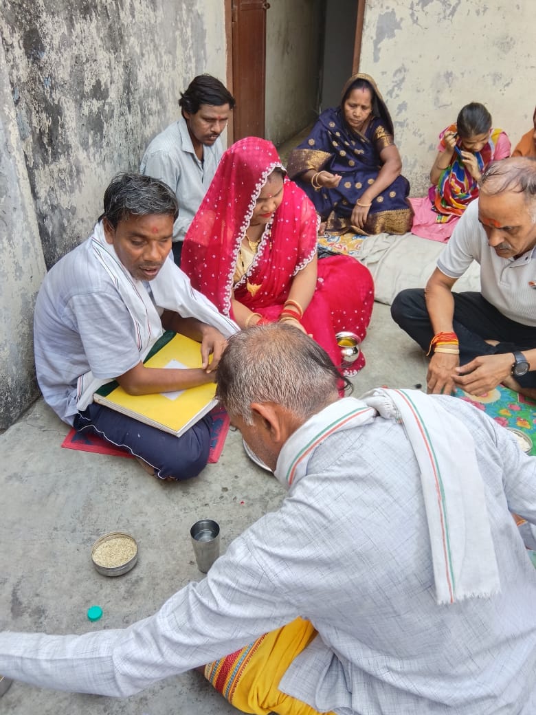 Puja perfoming by hindu customs
